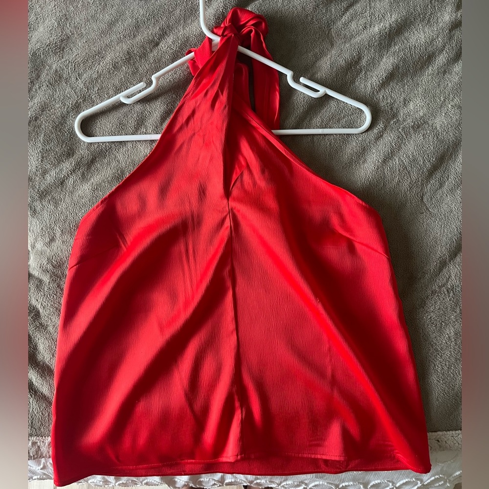 Red halter blouse